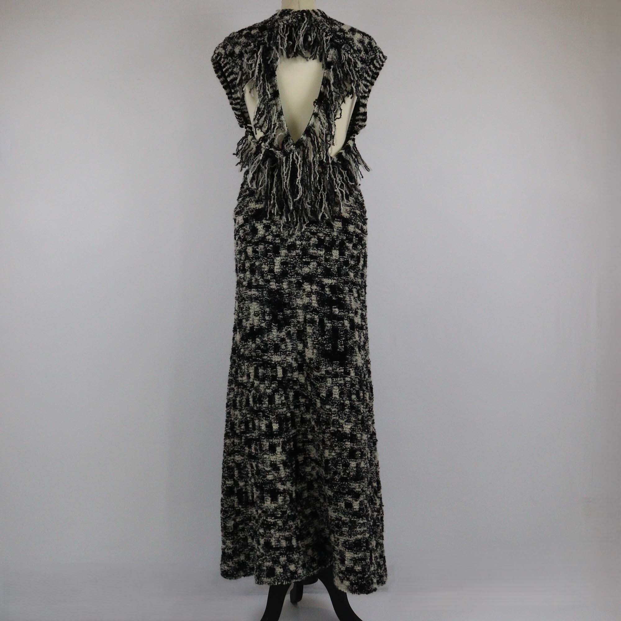 Chanel Black/White Boucle Knit Maxi Dress Womens Chanel 