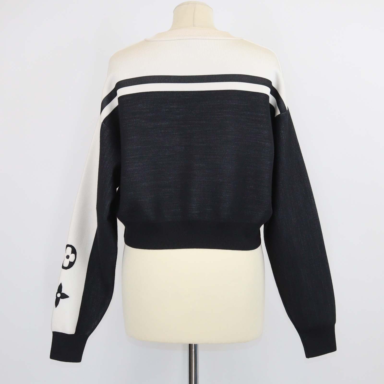 Louis Vuitton Black/White Jersey Knit Logo Detail Crop Sweater