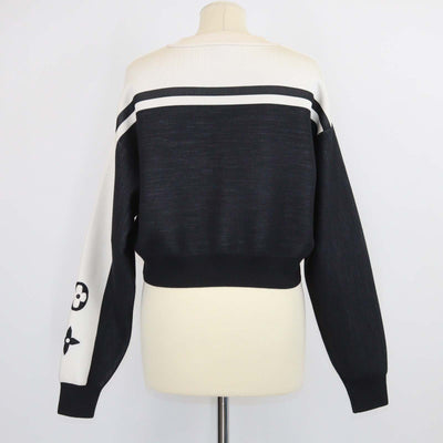 Louis Vuitton Black/White Jersey Knit Logo Detail Crop Sweater