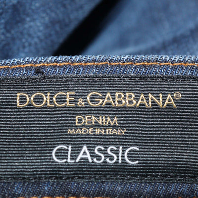 Dolce & Gabbana Dark Blue Washed Denim Classic Stretch Fit Pants
