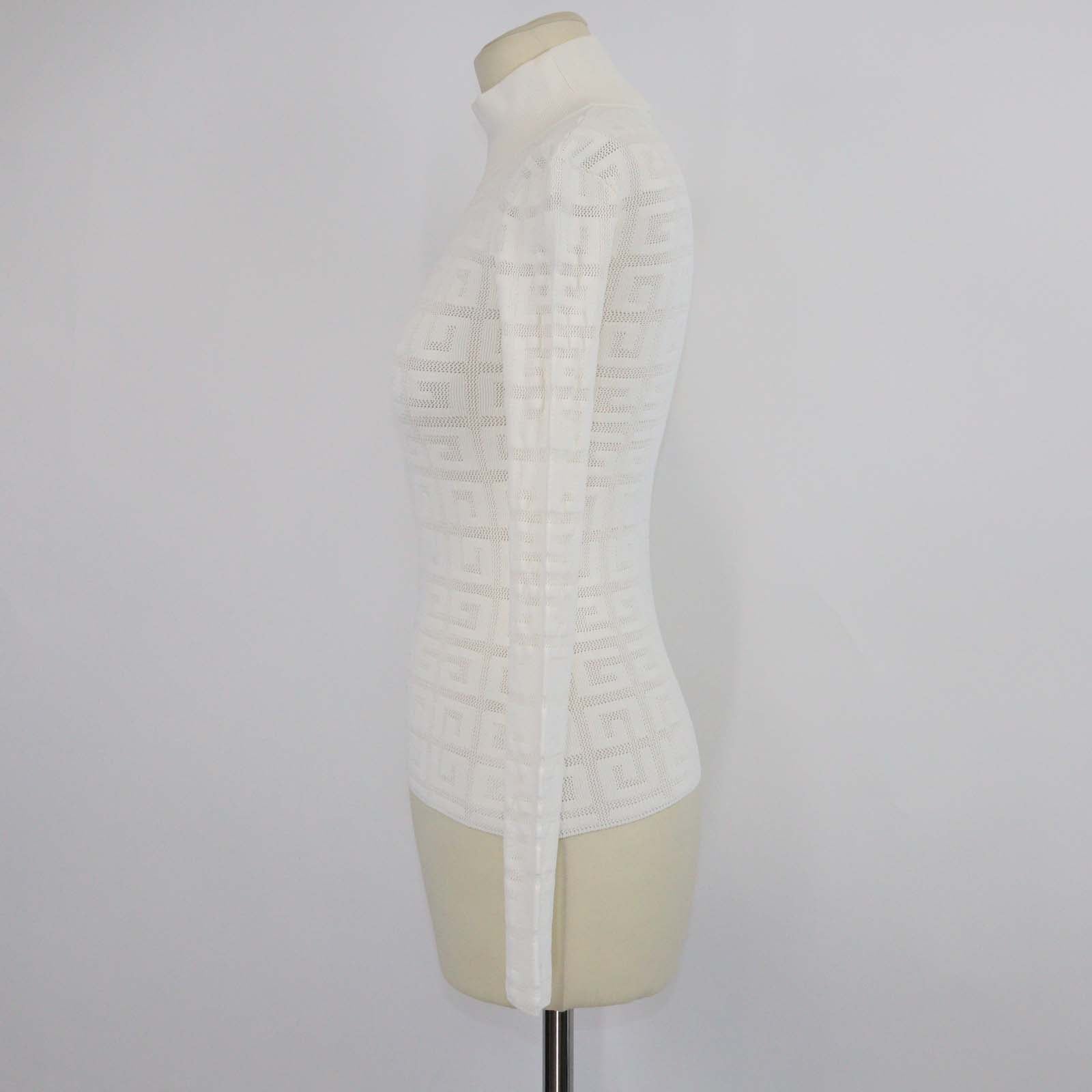 Givenchy Off White Knitted Viscose 4G Jacquard Turtleneck Sweater