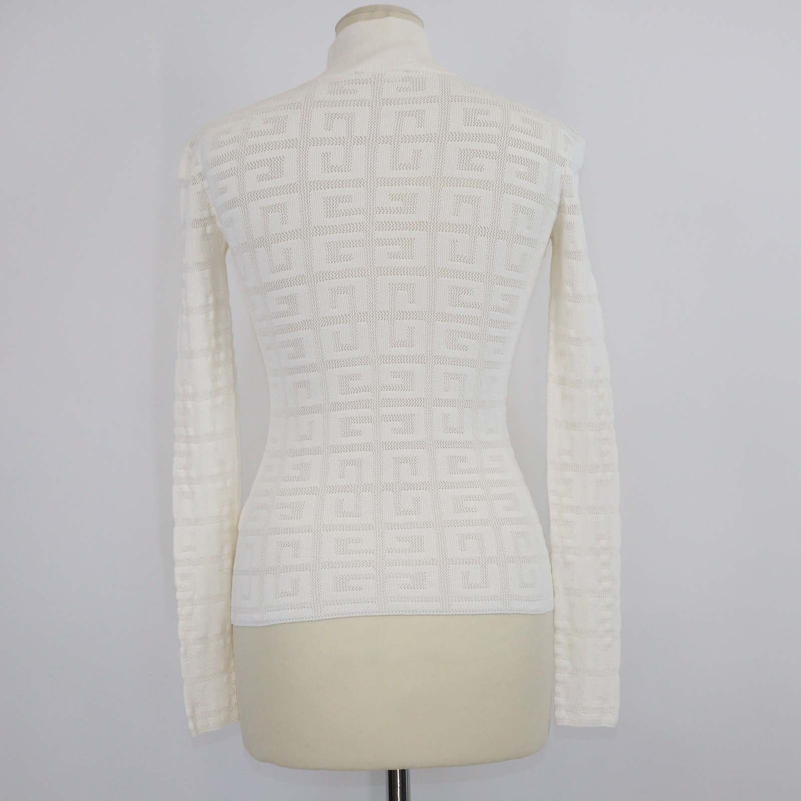 Givenchy Off White Knitted Viscose 4G Jacquard Turtleneck Sweater
