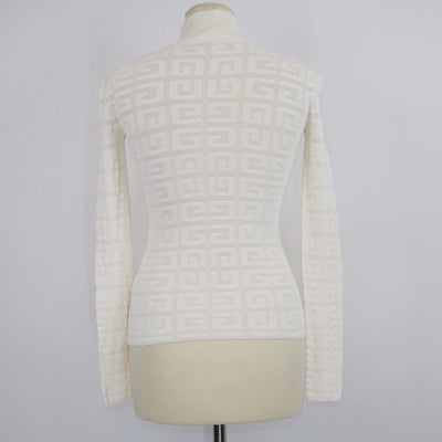 Givenchy Off White Knitted Viscose 4G Jacquard Turtleneck Sweater
