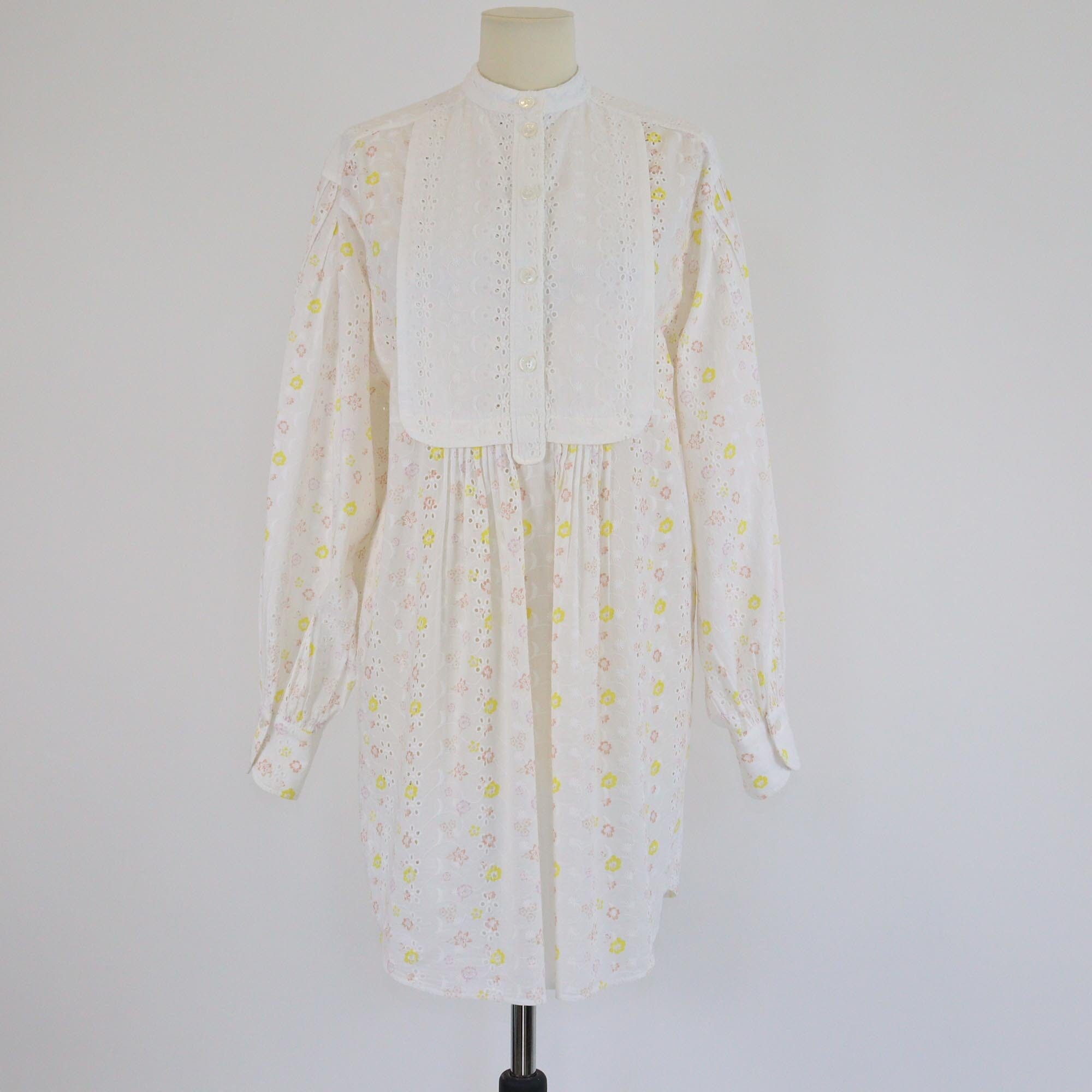 SeebyChloe White/Multicolor Floral Print Broidery Anglaise Long Sleeve Dress Womens See by Chloe 