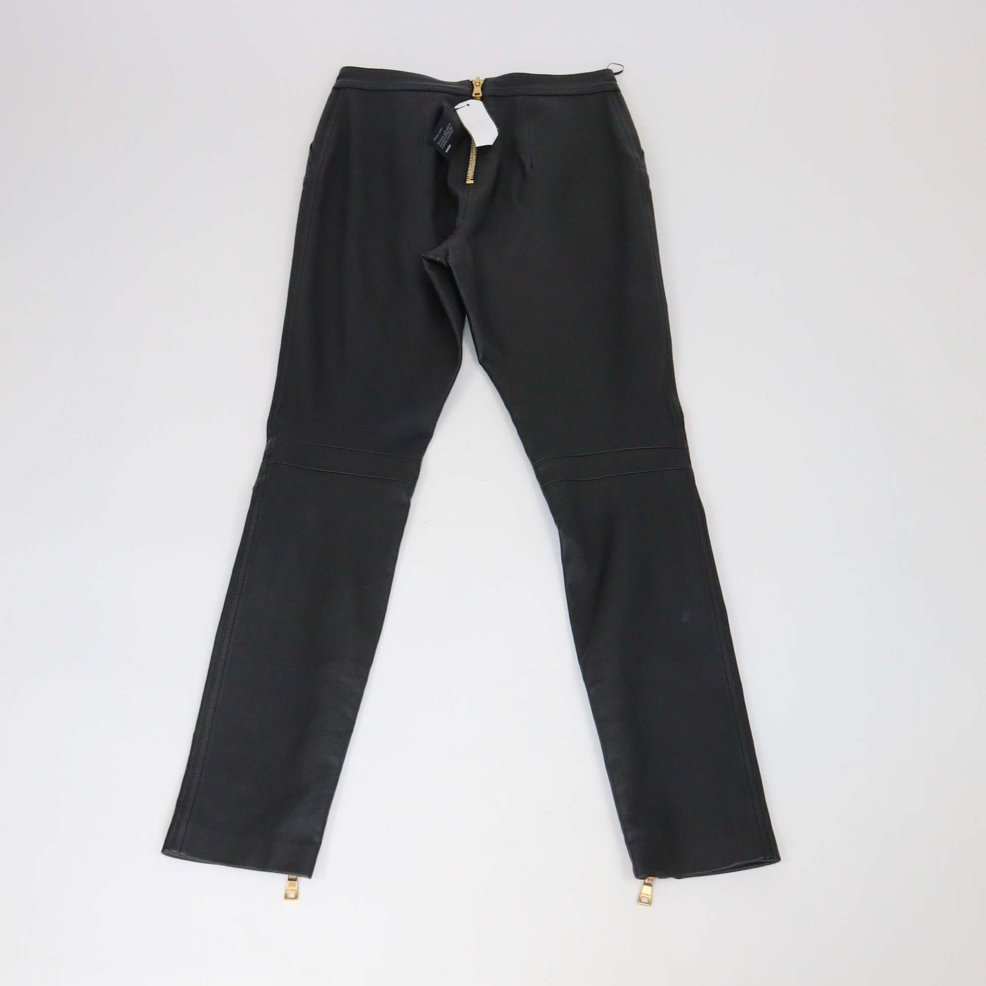 Balmain Black Leather Button Embellished Leggings