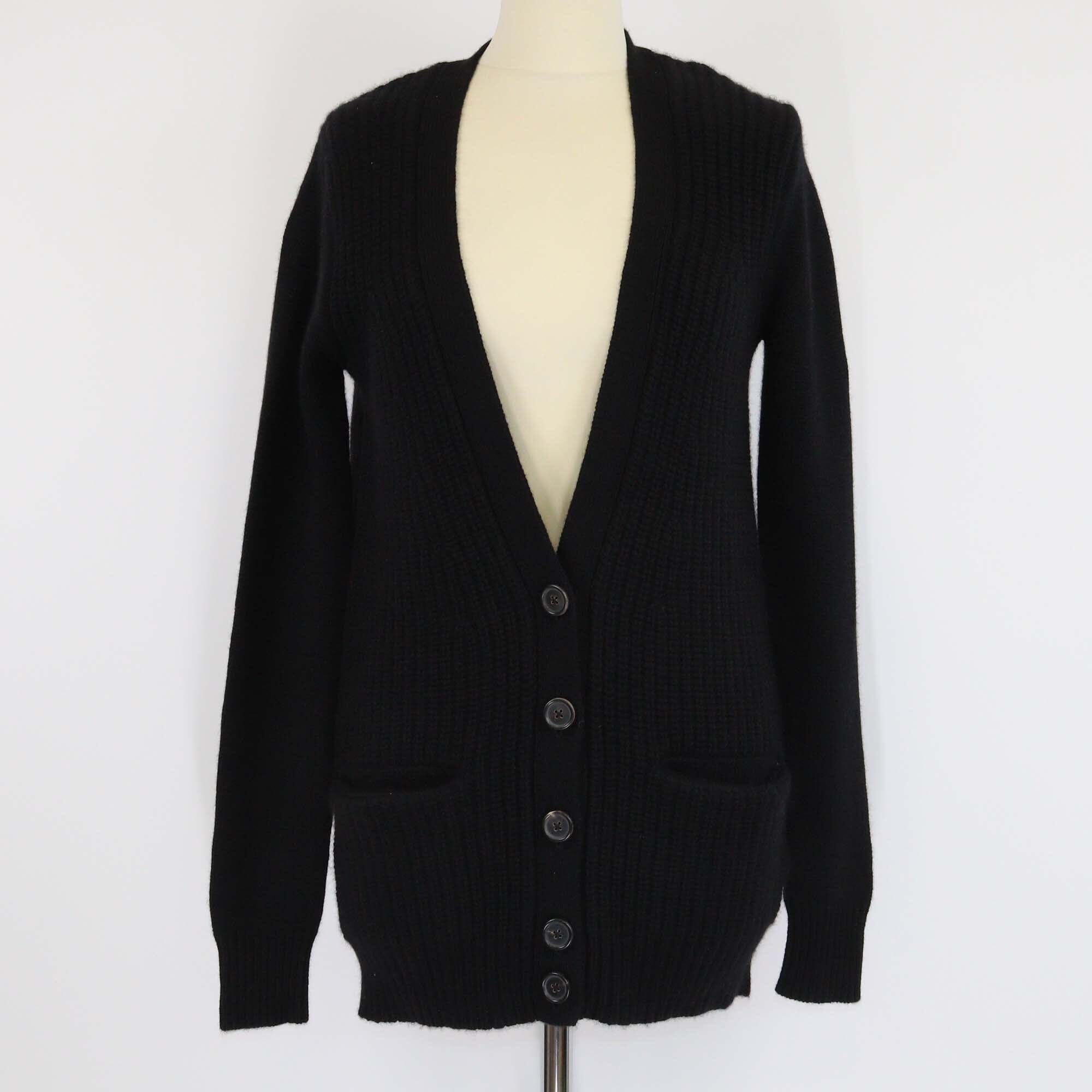 Chloe Black Ribbed Knit Cashmere Cardigan Womens Chloe 
