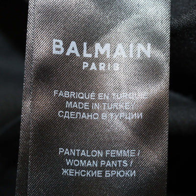 Balmain Black Leather Button Embellished Leggings