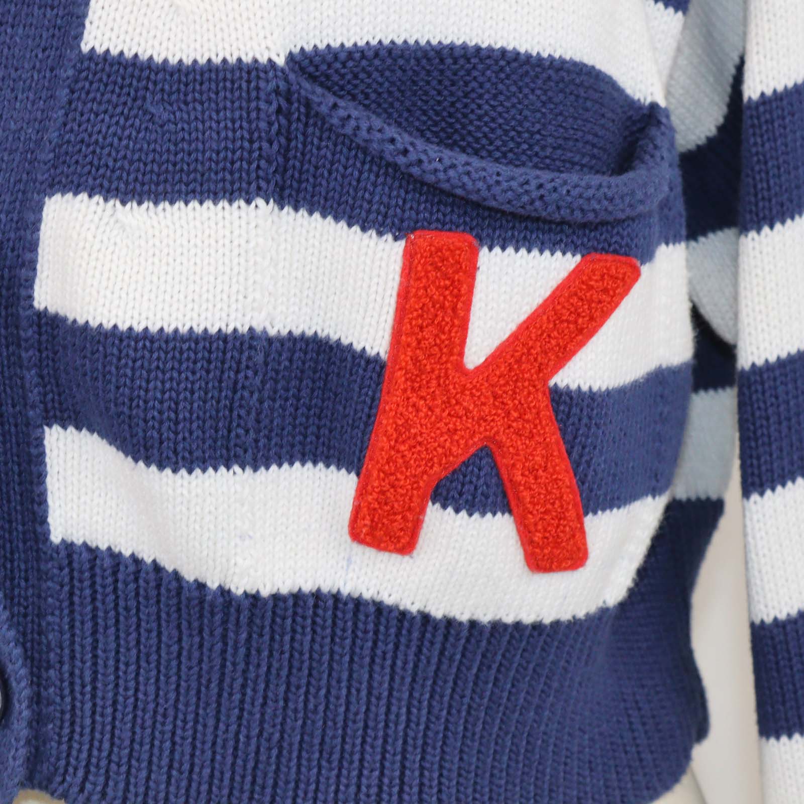 Kenzo Blue/White Cotton Nautical Stripes Cropped Cardigan