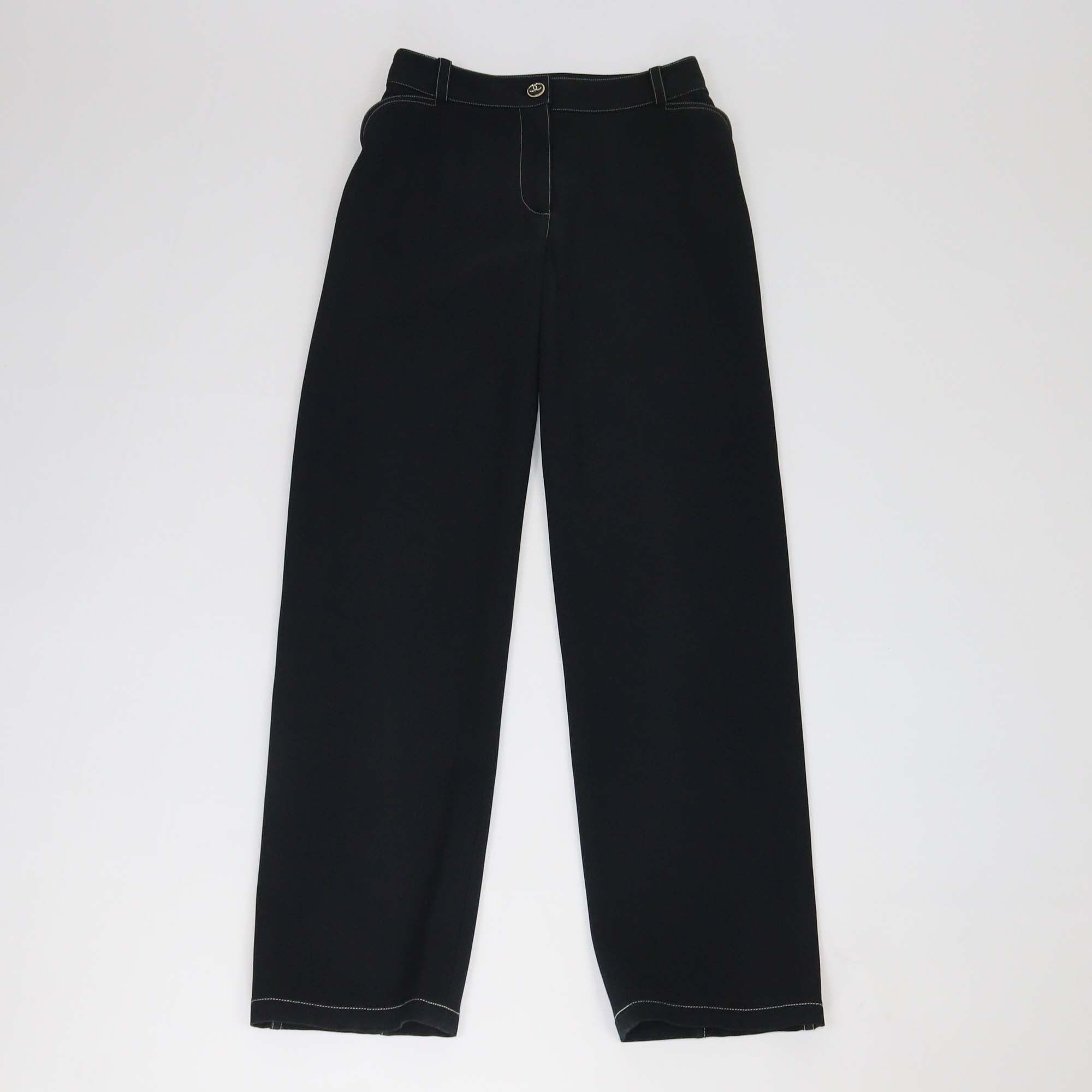 Chanel Black Acetate Straight Leg Pants