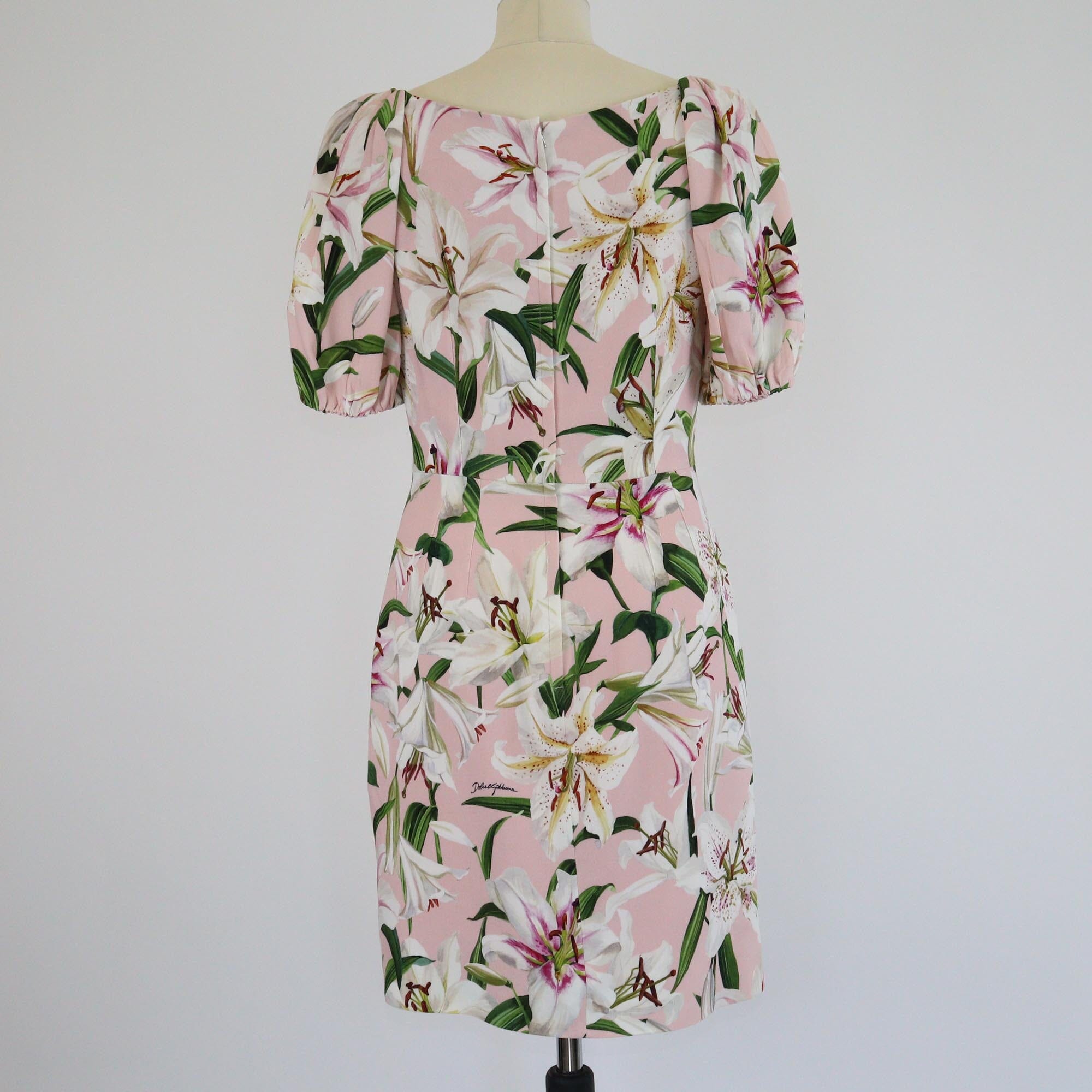 Dolce & Gabbana Pink/Multicolor Printed Lily Crepe Mini Dress Womens Dolce & Gabbana 