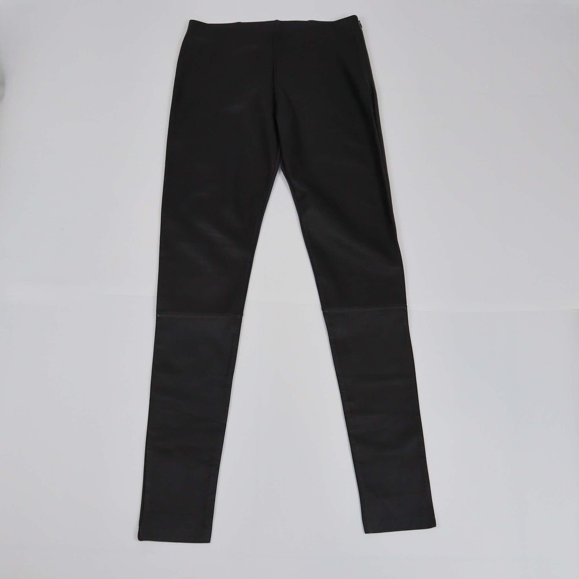 MM6 Maison Martin Margiela Black/Grey Leather Skinny Pants Womens MM6 Maison Martin Margiela 