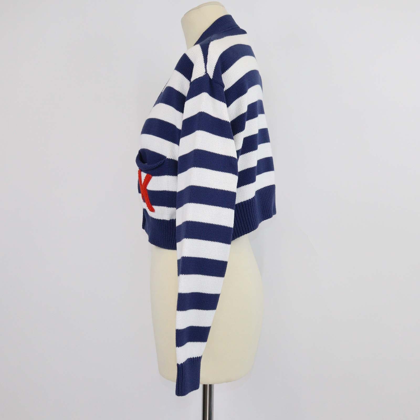 Kenzo Blue/White Cotton Nautical Stripes Cropped Cardigan