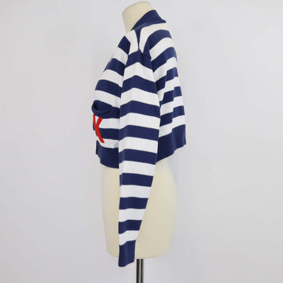 Kenzo Blue/White Cotton Nautical Stripes Cropped Cardigan