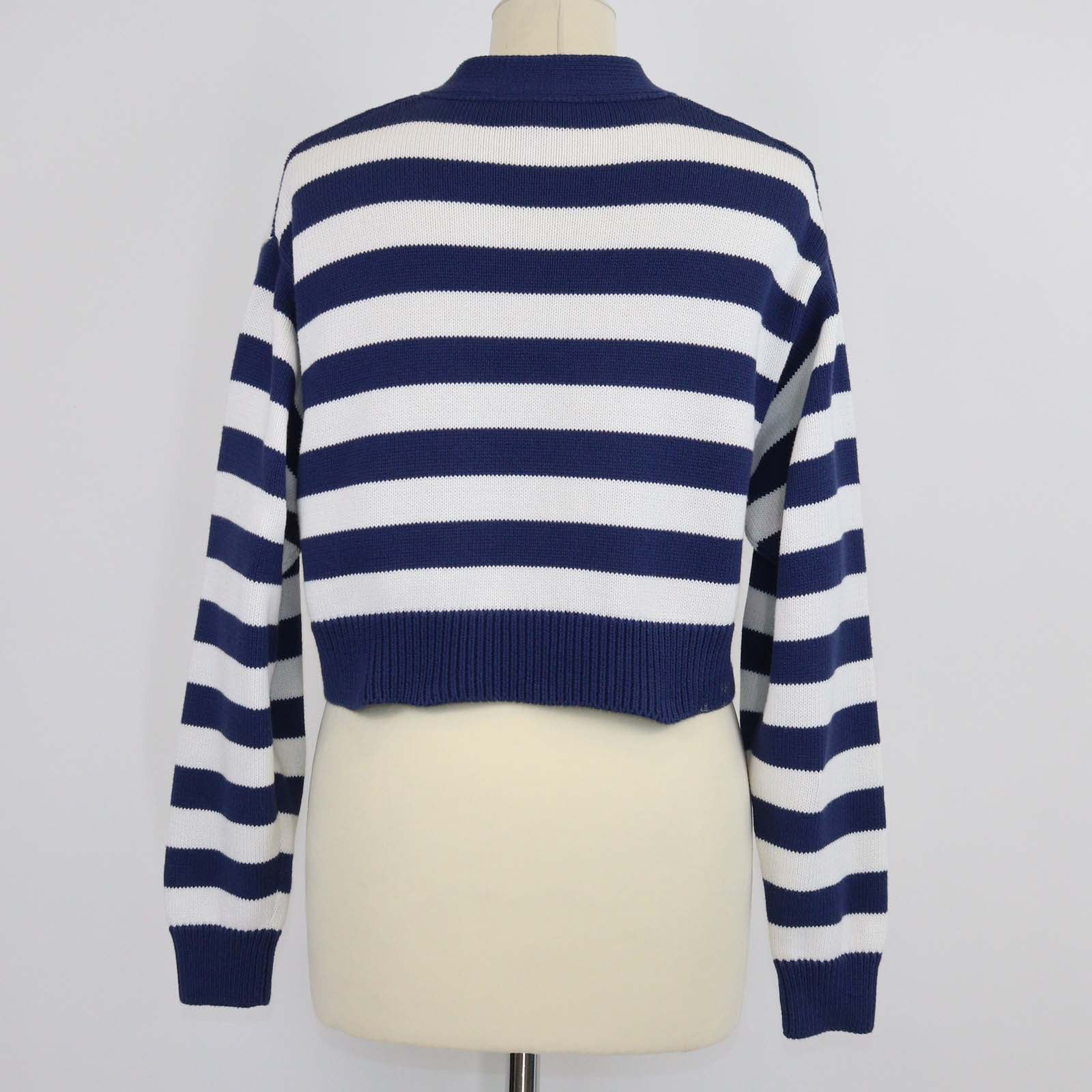 Kenzo Blue/White Cotton Nautical Stripes Cropped Cardigan