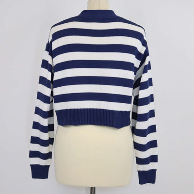 Kenzo Blue/White Cotton Nautical Stripes Cropped Cardigan