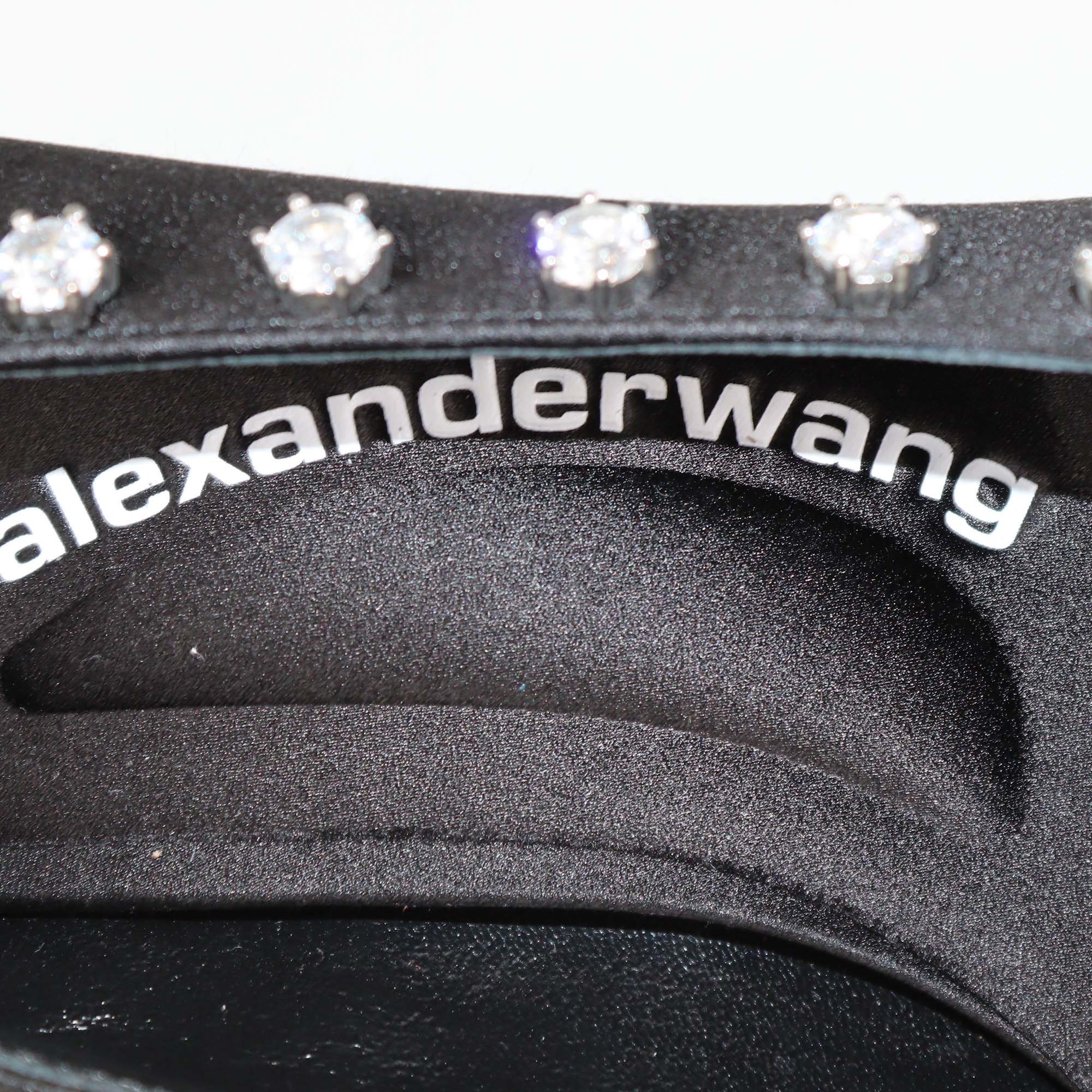 Alexander Wang Black Satin Crystal Embellished Delphine 85 Pumps