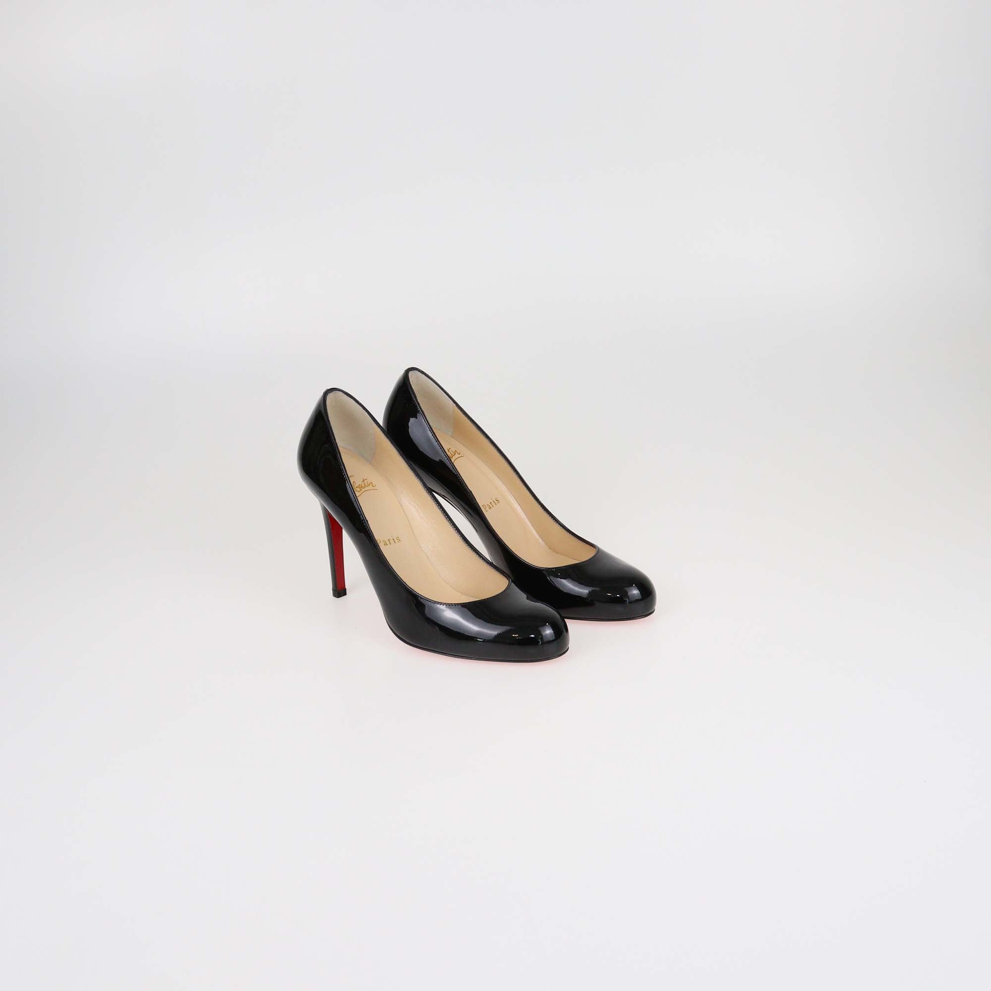 Christian Louboutin Black Patent Leather Simple 100 Pumps
