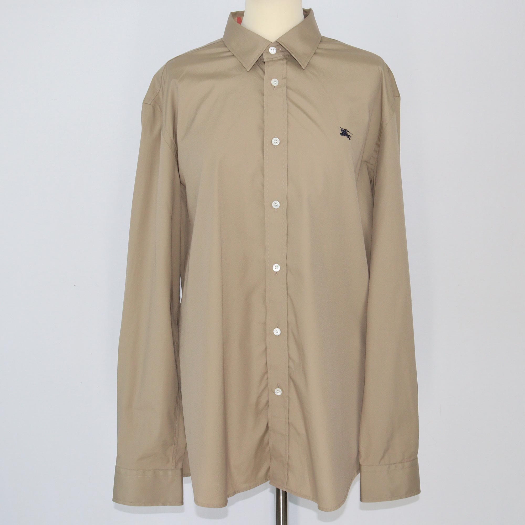 Burberry Pale Brown Logo Embroidered Longsleeve Shirt Clothing Burberry 