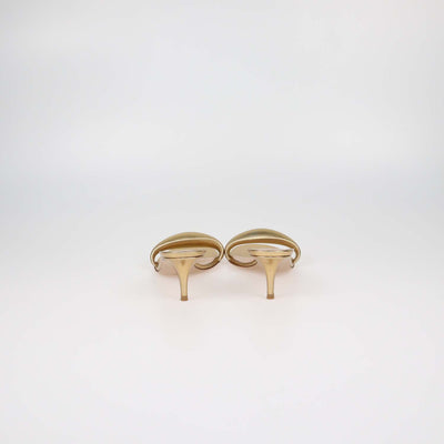 Gianvito Rossi Gold Leather Bijoux Slide Mules