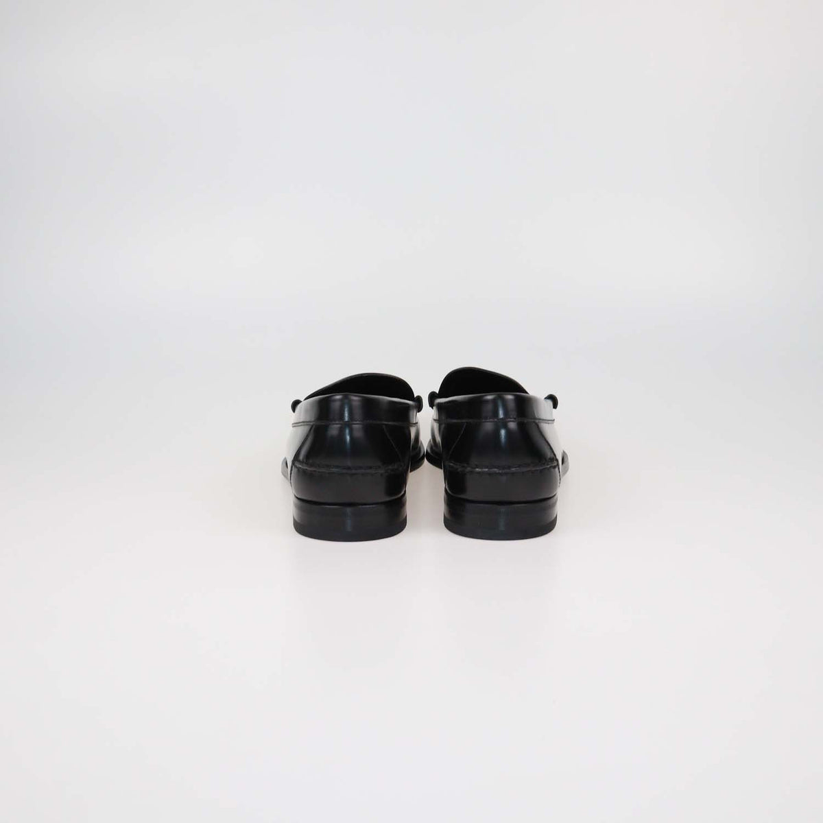Prada Black Brushed Leather Slip On Loafers
