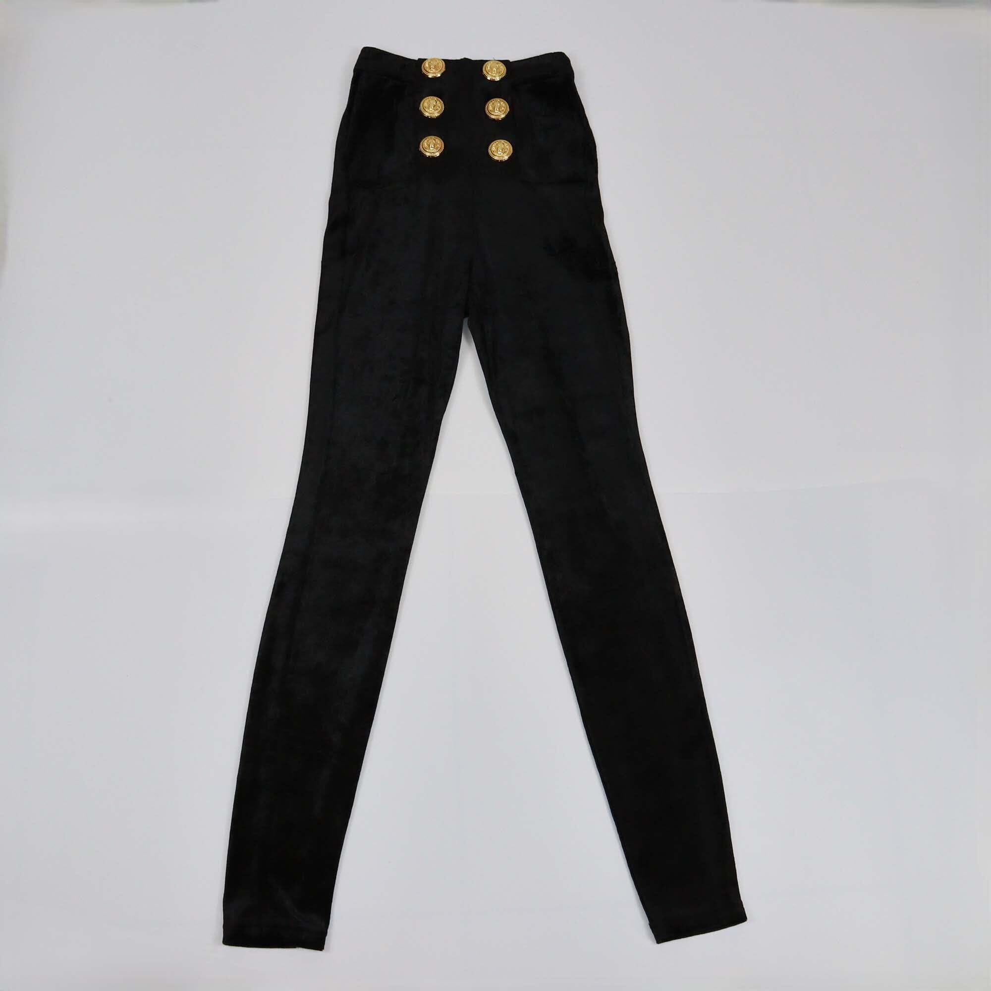 Balmain Black Skinny Velvet Trousers Womens Balmain 