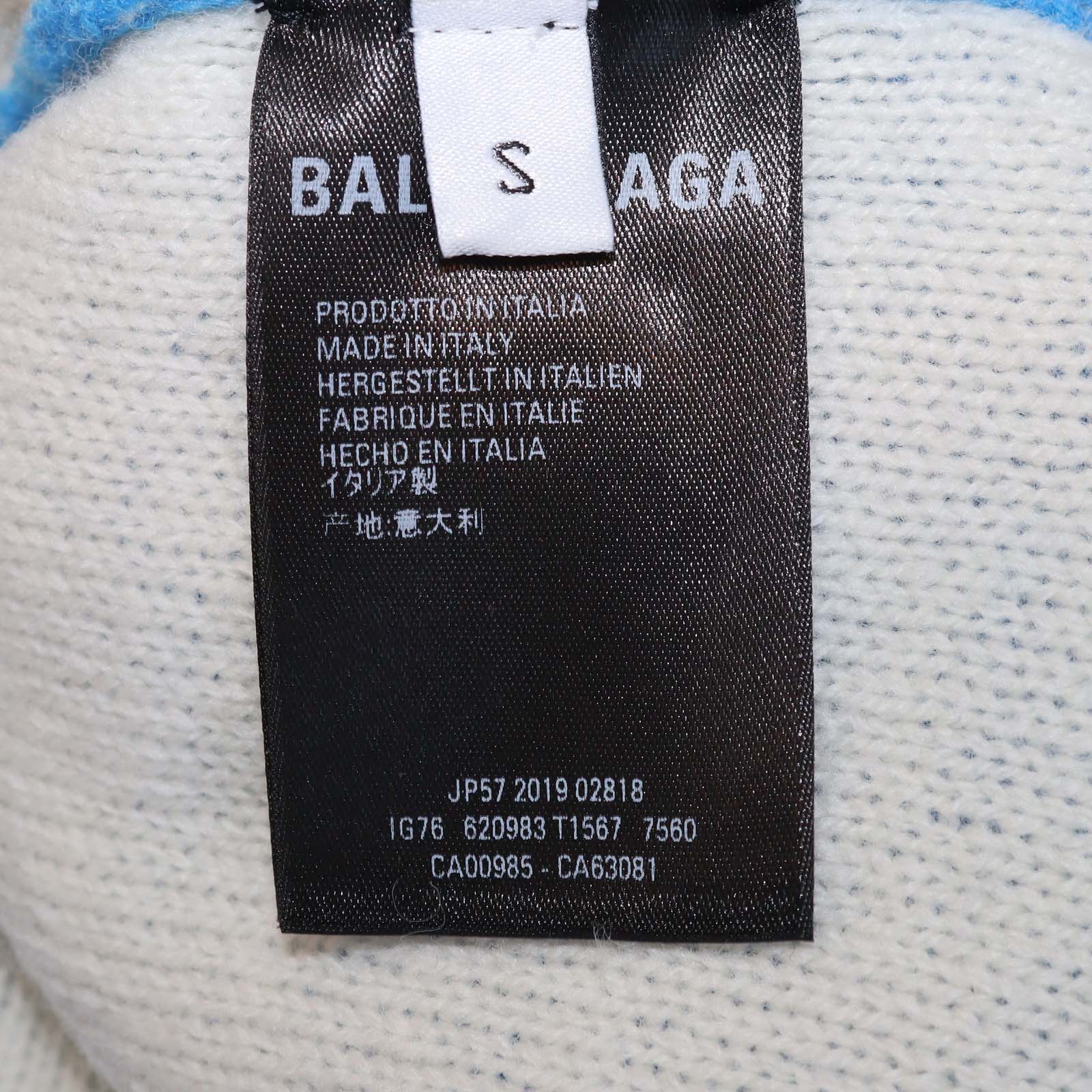 Balenciaga Blue Wool All-Over Logo Knit Sweater