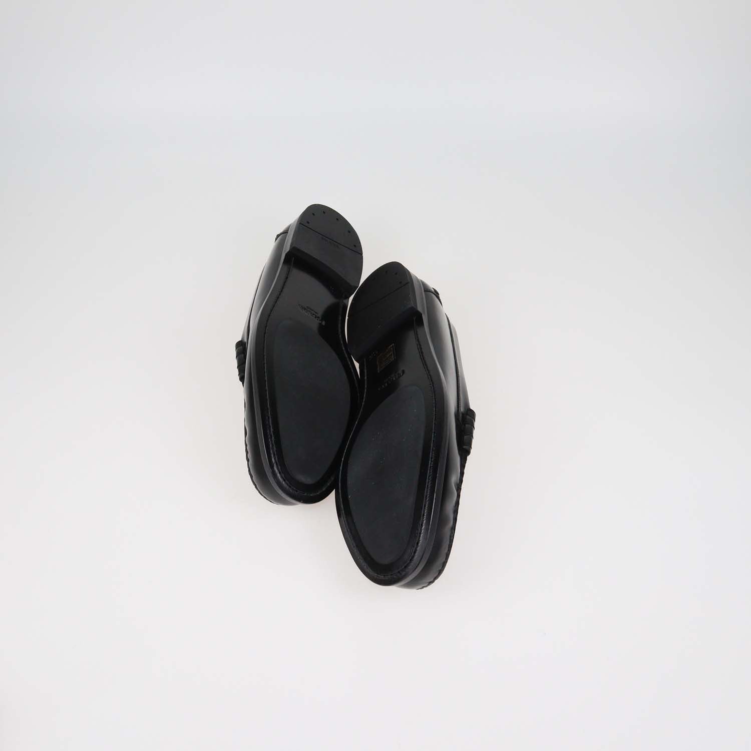 Prada Black Brushed Leather Slip On Loafers