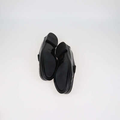 Prada Black Brushed Leather Slip On Loafers