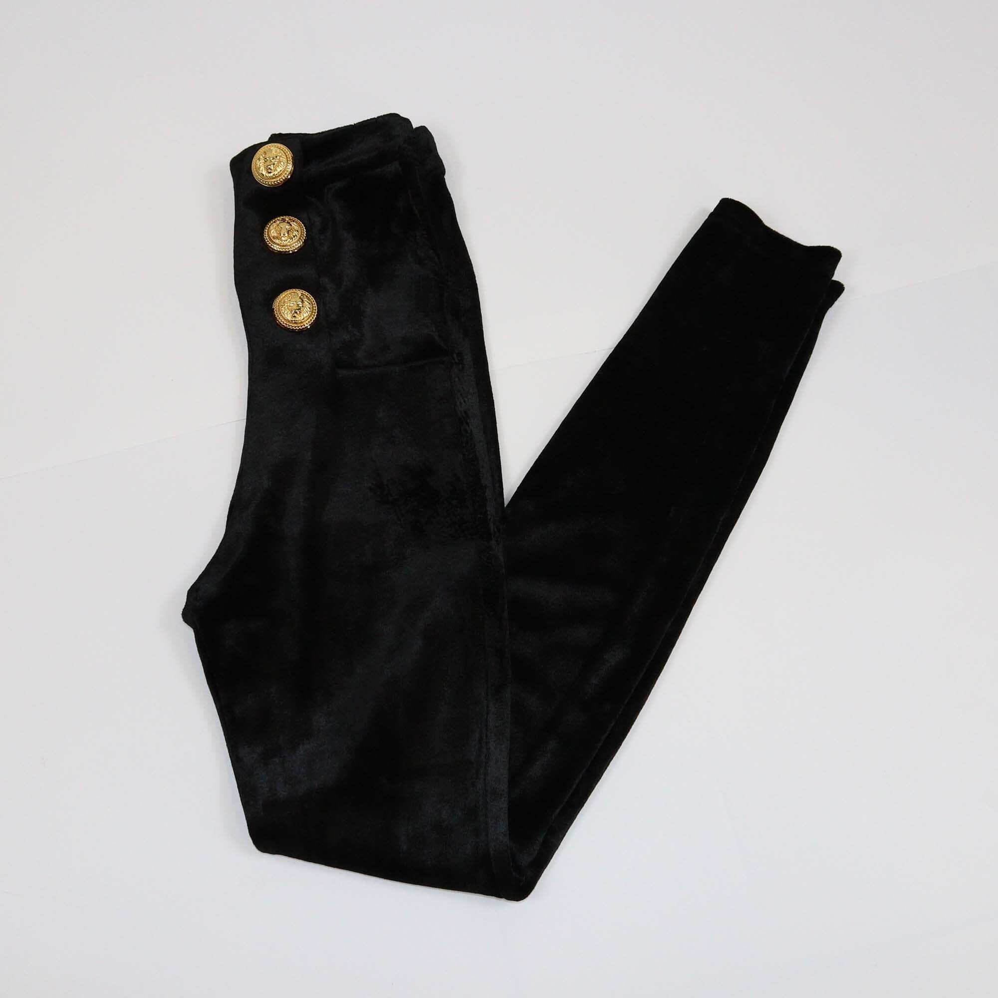 Balmain Black Skinny Velvet Trousers Womens Balmain 