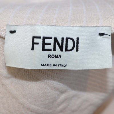 Fendi Beige FF Chain Embossed Knitted Zip Bodycon Long Sleeve Midi Dress