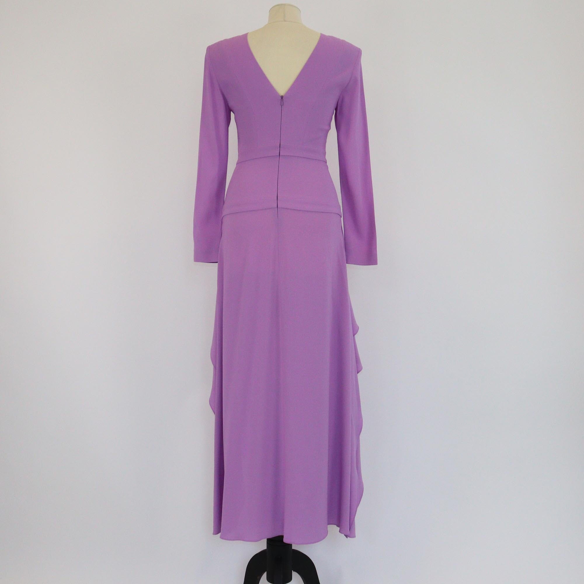 Stella McCartney Lilac Ruffled Long Sleeve Midi Dress Womens Stella McCartney 