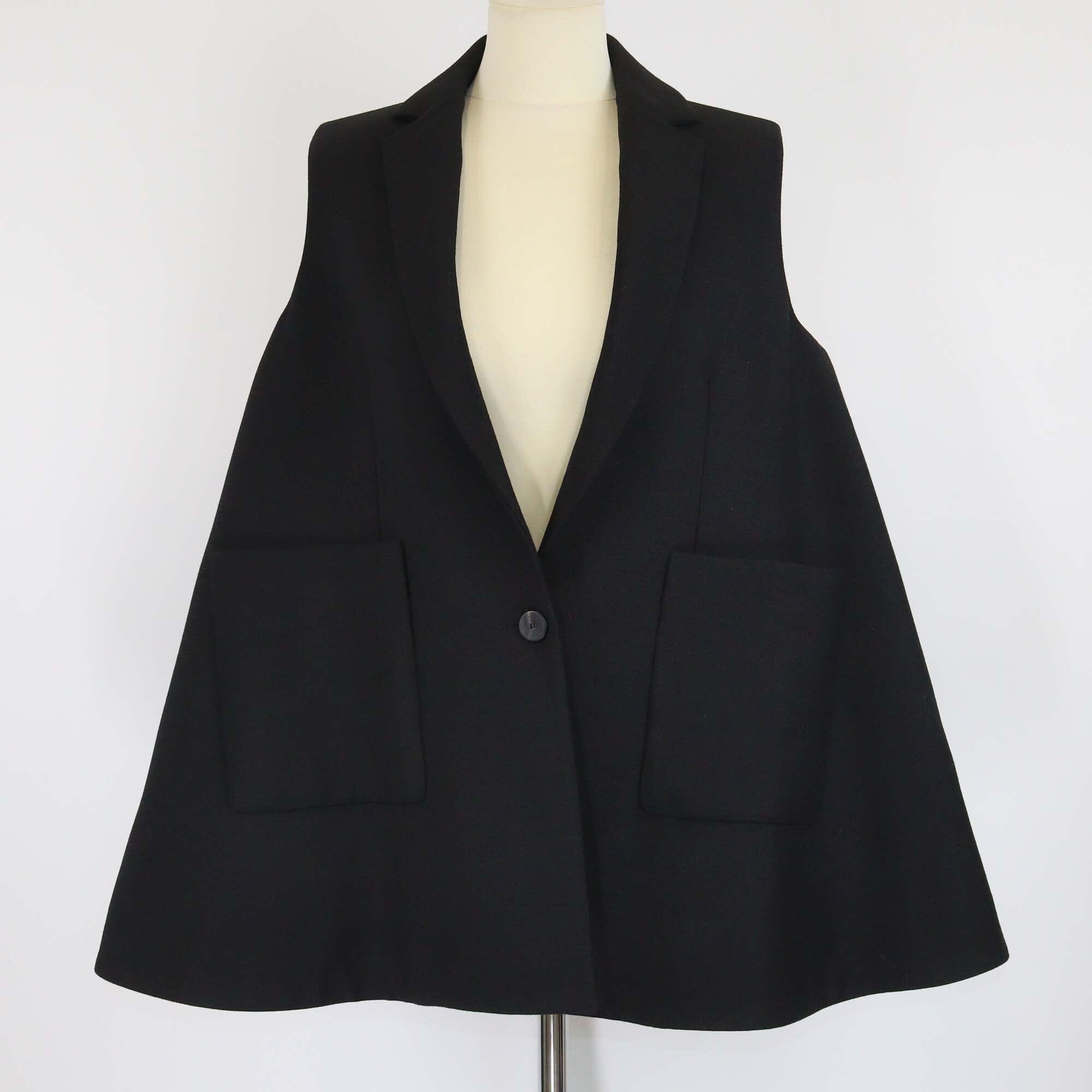 Balenciaga Black Blend Wool Sleeveless Vest Womens Balenciaga 