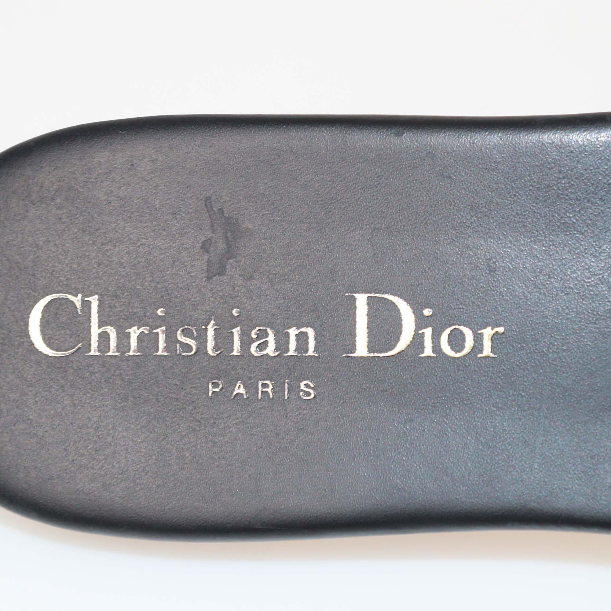 Christian Dior Black Crystal Embellished D-Way Flat Slides Womens Christian Dior 