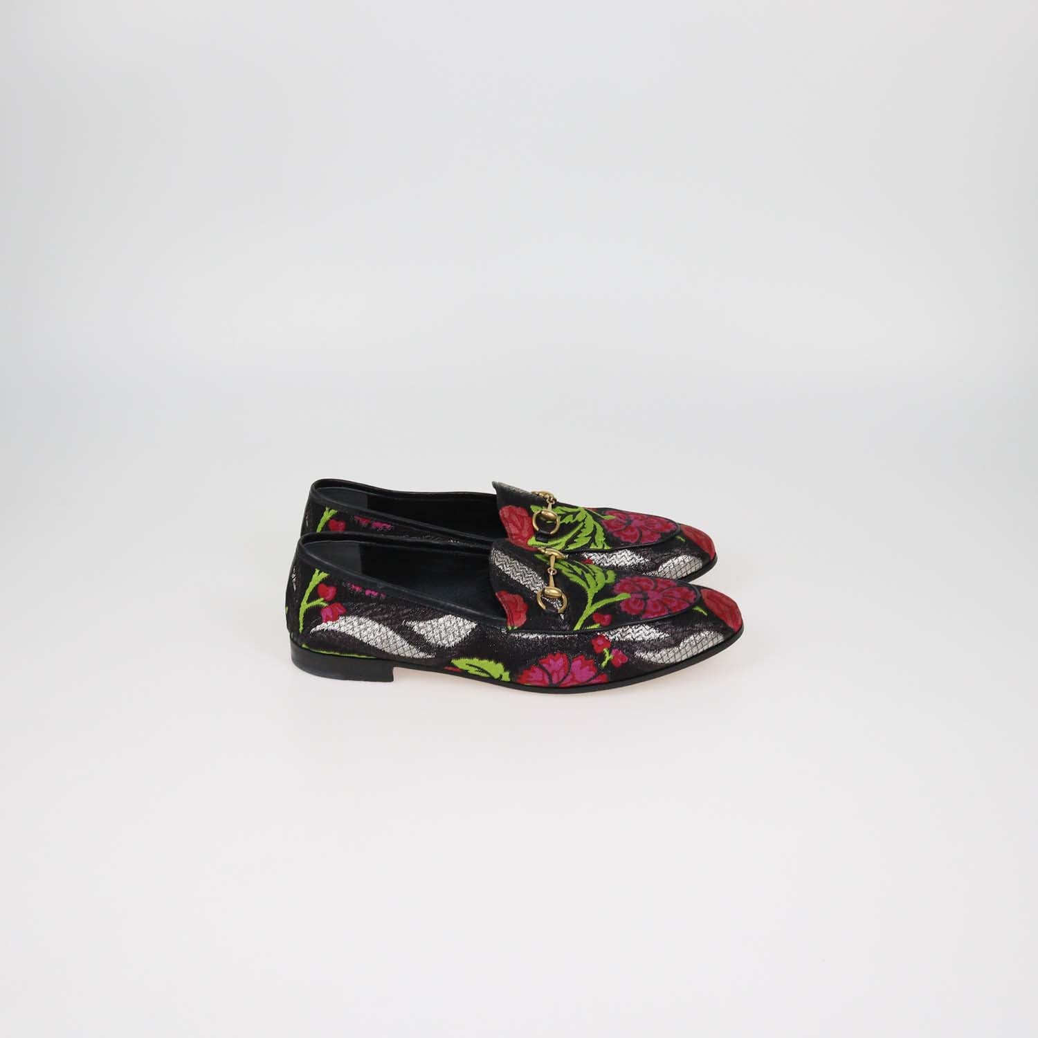 Gucci Black Multicolor Floral Jacquard Jordaan Loafers