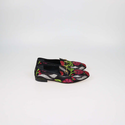 Gucci Black Multicolor Floral Jacquard Jordaan Loafers