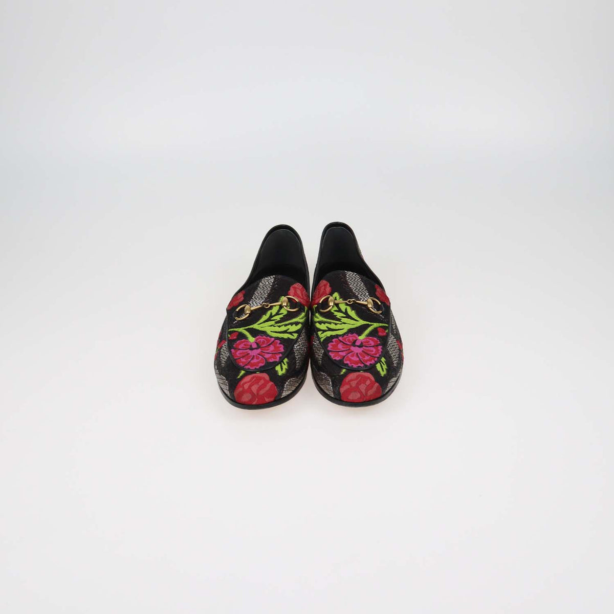 Gucci Black Multicolor Floral Jacquard Jordaan Loafers
