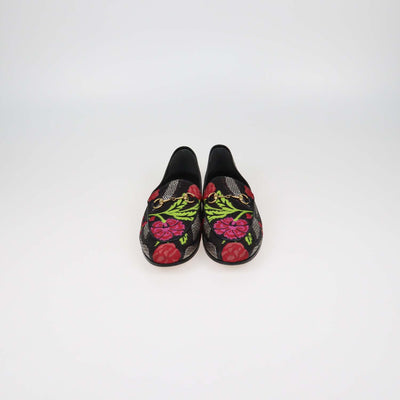 Gucci Black Multicolor Floral Jacquard Jordaan Loafers
