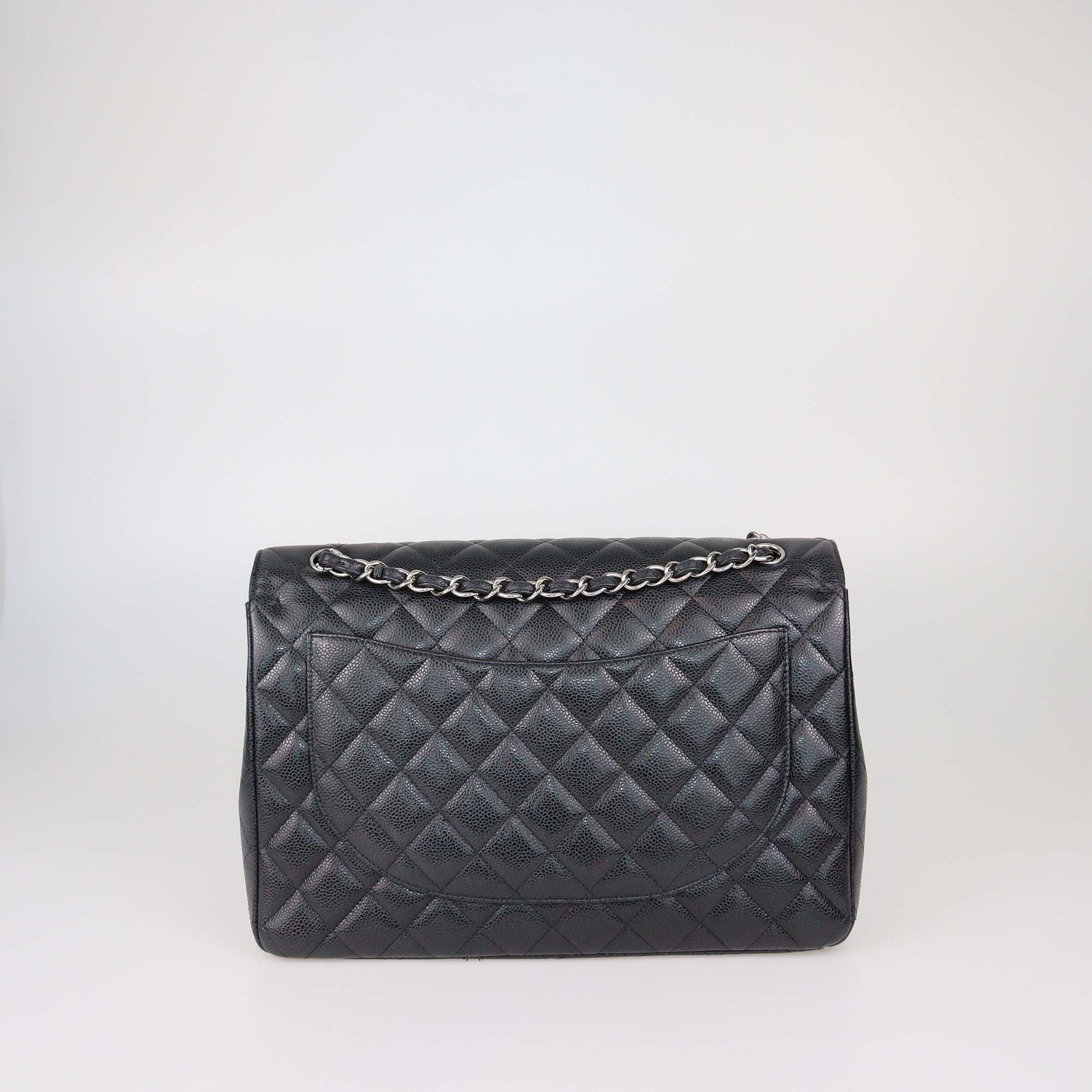 Chanel Black Quilted Caviar Leather Maxi Classic Double Flap Bag
