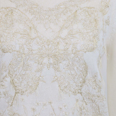 Christian Dior Cream Cashmere Butterfly Embroidered Sweater