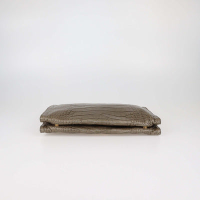 Prada Olive Green Alligator Zip Pouch