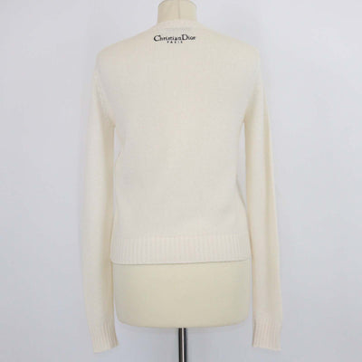 Christian Dior Cream Cashmere Butterfly Embroidered Sweater