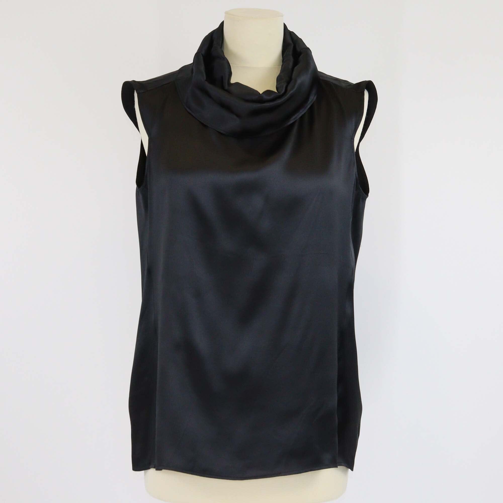 Yves Saint Laurent Black Silk Cowl Neck Top Womens Yves Saint Laurent 
