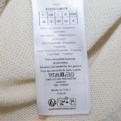 Christian Dior Cream Cashmere Butterfly Embroidered Sweater