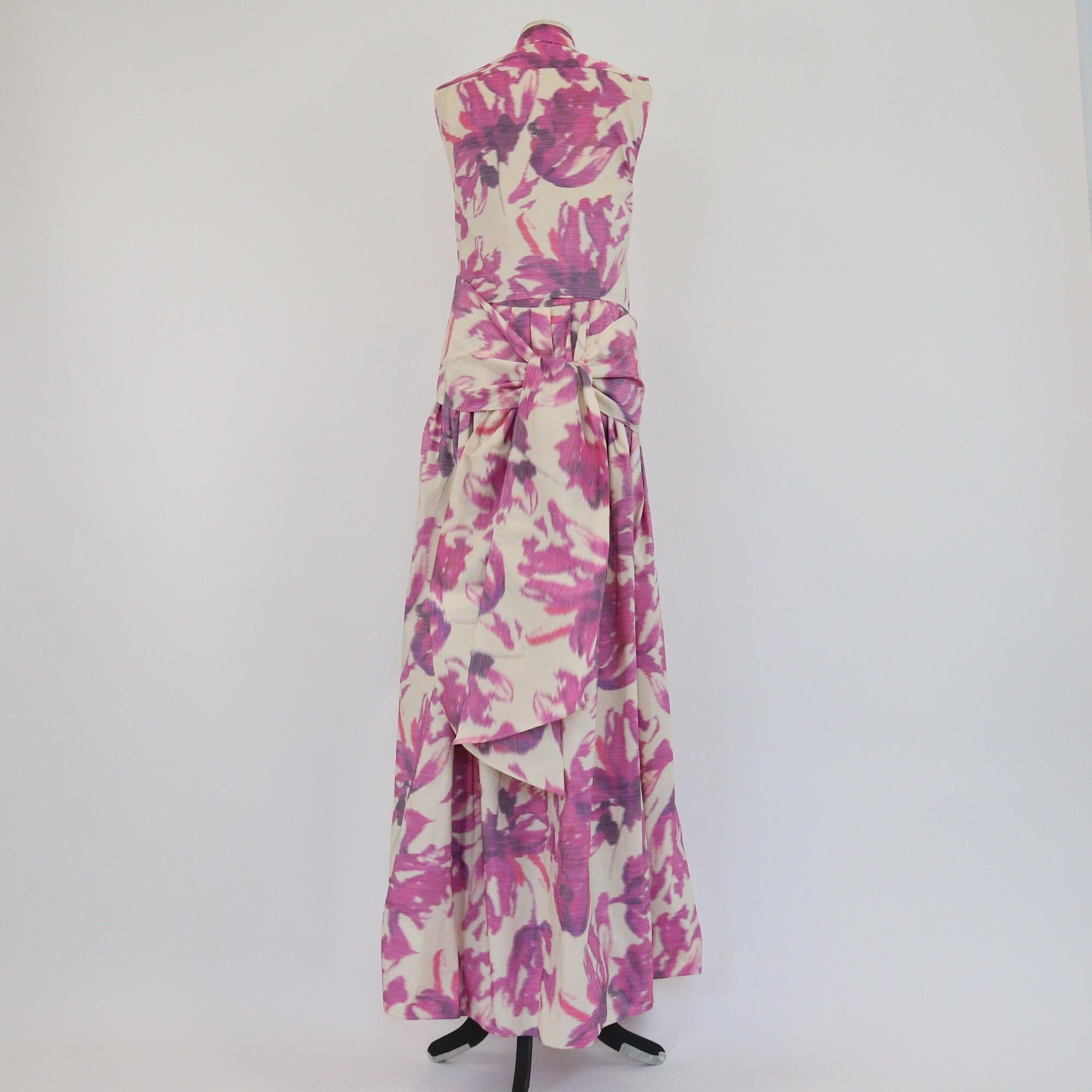 CH Carolina Herrera Purple Floral Print Duchesse Midi Halter Dress Womens CH Carolina Herrera 