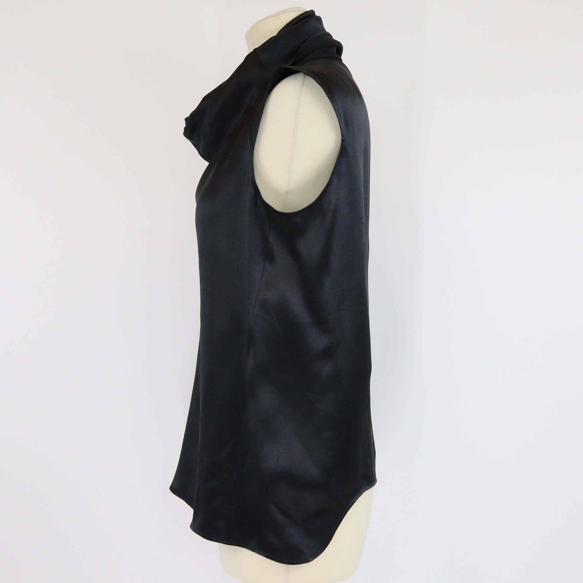 Yves Saint Laurent Black Silk Cowl Neck Top Womens Yves Saint Laurent 