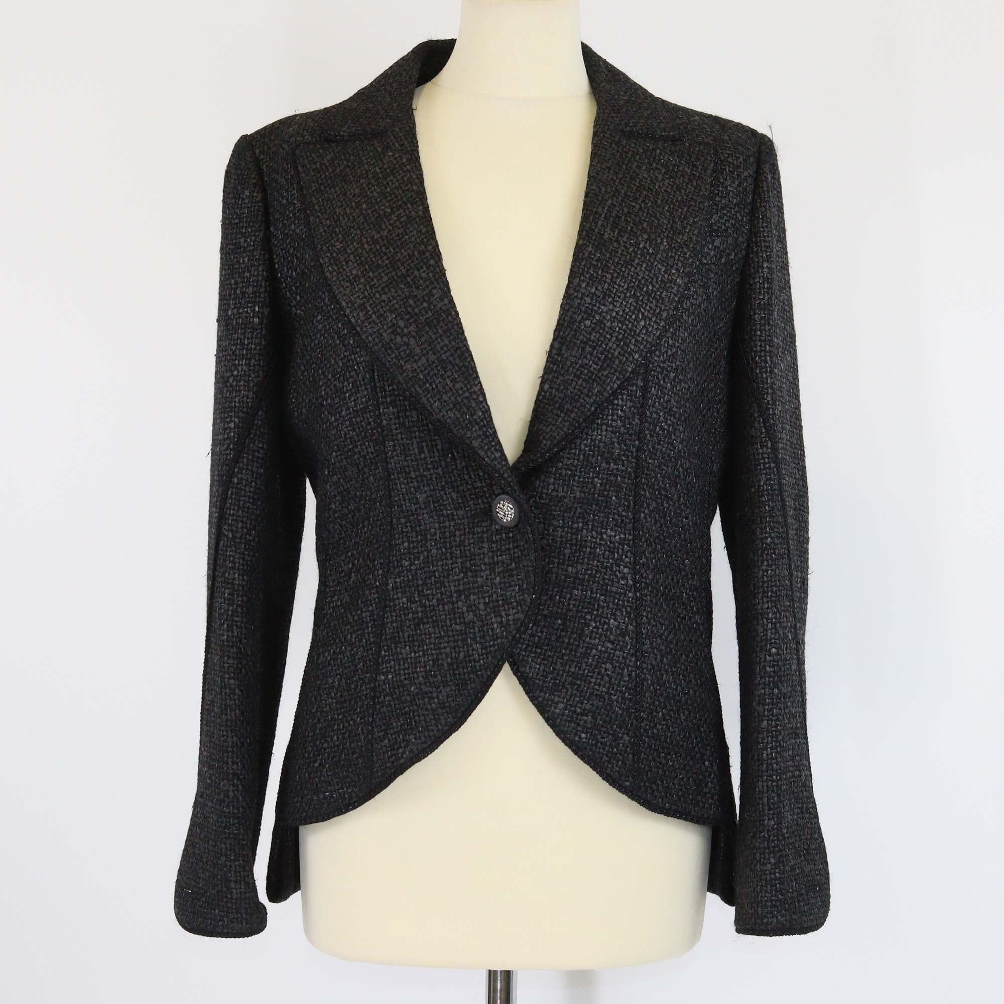 Chanel Black Sculptured Tweed Jacket Womens Chanel 