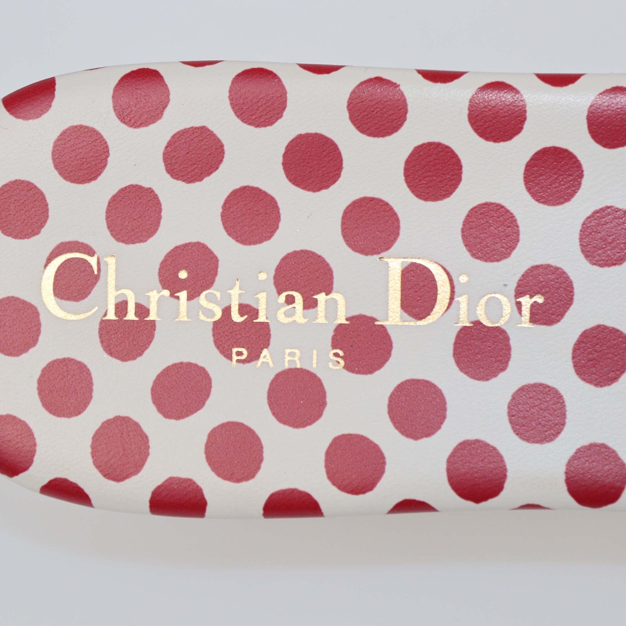 Christian Dior Red Polka Dot Canvas Dway Embroidered Sandals Womens Christian Dior 