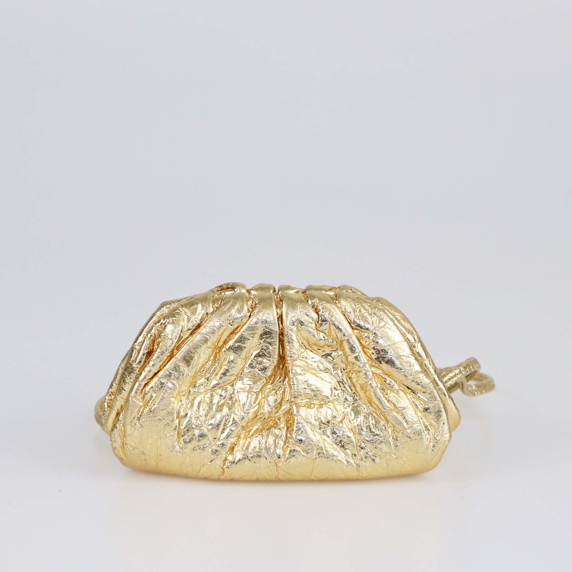 Bottega Veneta Metallic Gold The Pouch Coin Purse Womens Bottega Veneta 