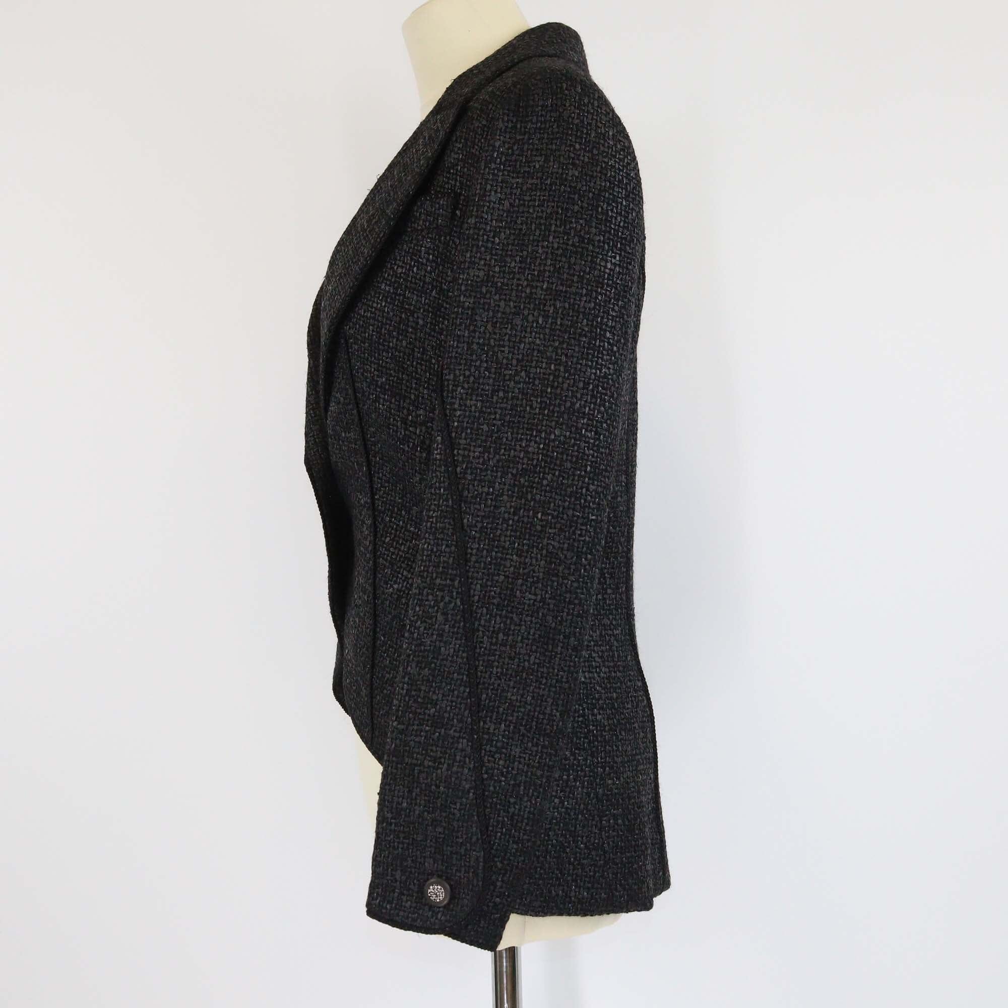 Chanel Black Sculptured Tweed Jacket Womens Chanel 