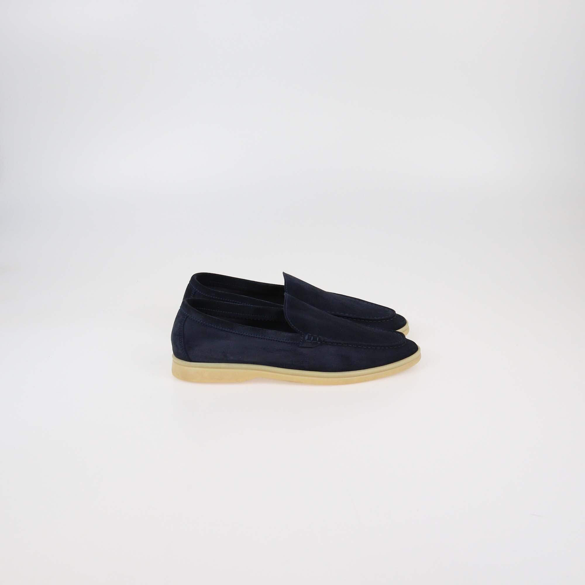 Loro Piana Navy Blue Suede Summer Charms Walk Loafers Womens Loro Piana 